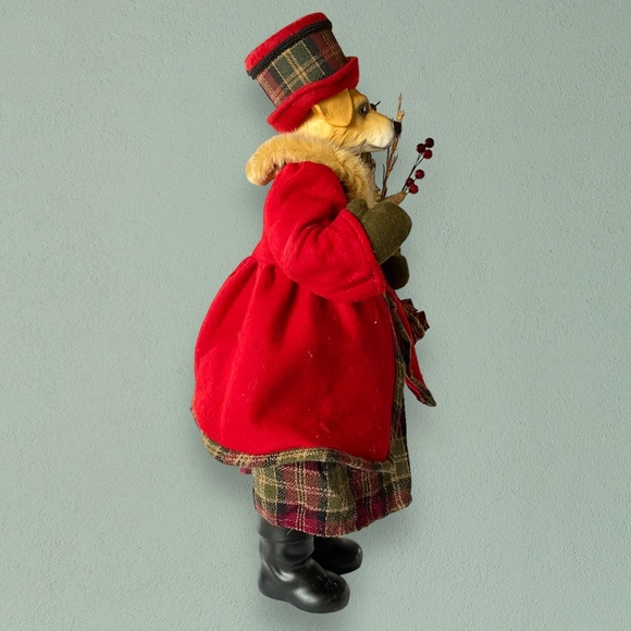 20” Elegantly Dressed Holiday Ceramic Dog Figurine Golden Retriever Yellow Lab - Picture 4 of 13